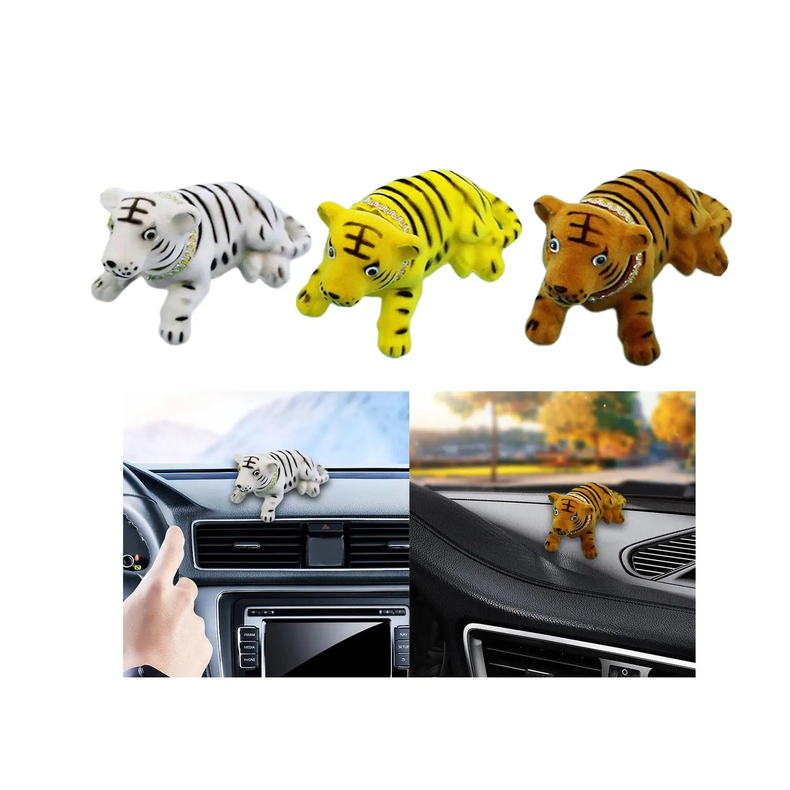 Car Dashboard Nodding Head Tiger Decoration Tiger Ornament for Vehicle Decor