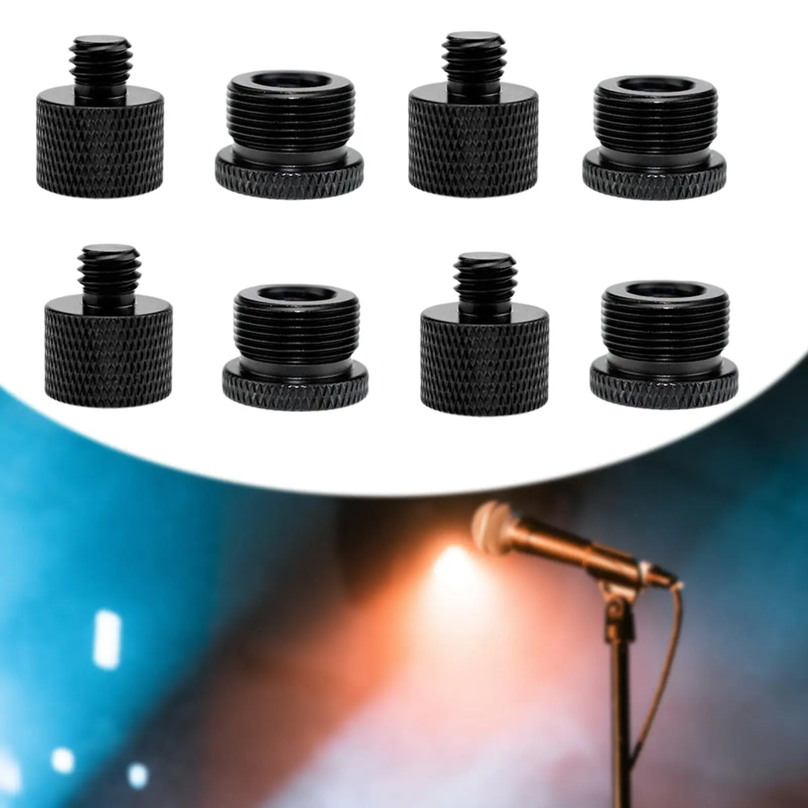 8 Pieces Mic Thread Adapter Set Screw Adapter Thread Mic Stand Adapter for Microphone Stand