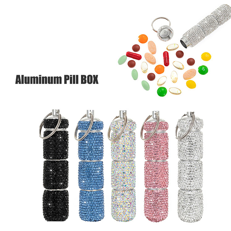 Best of Fine Workmanship Full Rhinestone Zinc Alloy Medicine Bottle Pill Box Tablet Holder Sparkling Pill Box Mini Pill Holder Organizer Reviews & Tips - Image 2