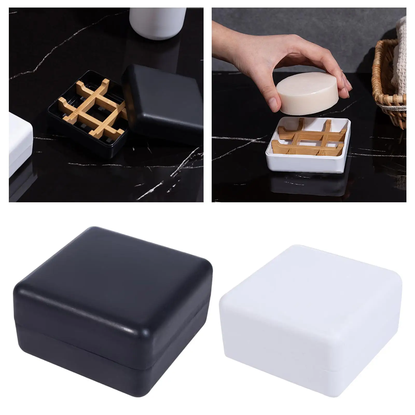 Travel Soap Dish, Plate Tray with Cover Soap Bar Draining Design Drain Soap Holders Soap Box for Travel Sink Home Bathtubs Gym