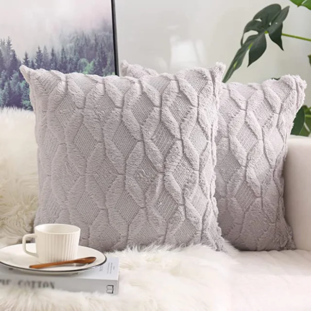 Cable Knit Decorative Light Gray Throw Pillow