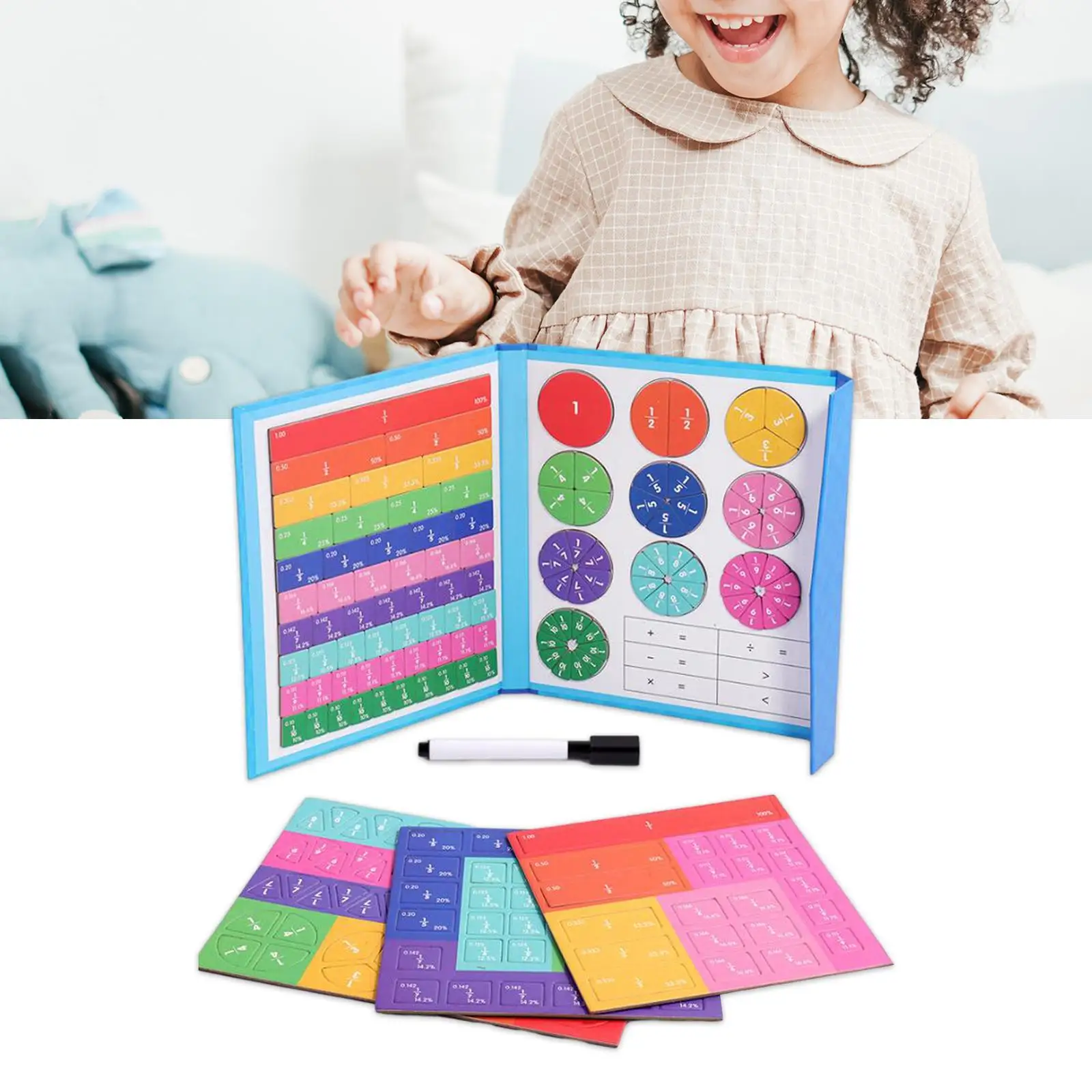 Fraction Learning Math Toys Reuse Multicolor Rainbow Math Teaching Tools Fraction Teaching Aids for Living Room Gift Children