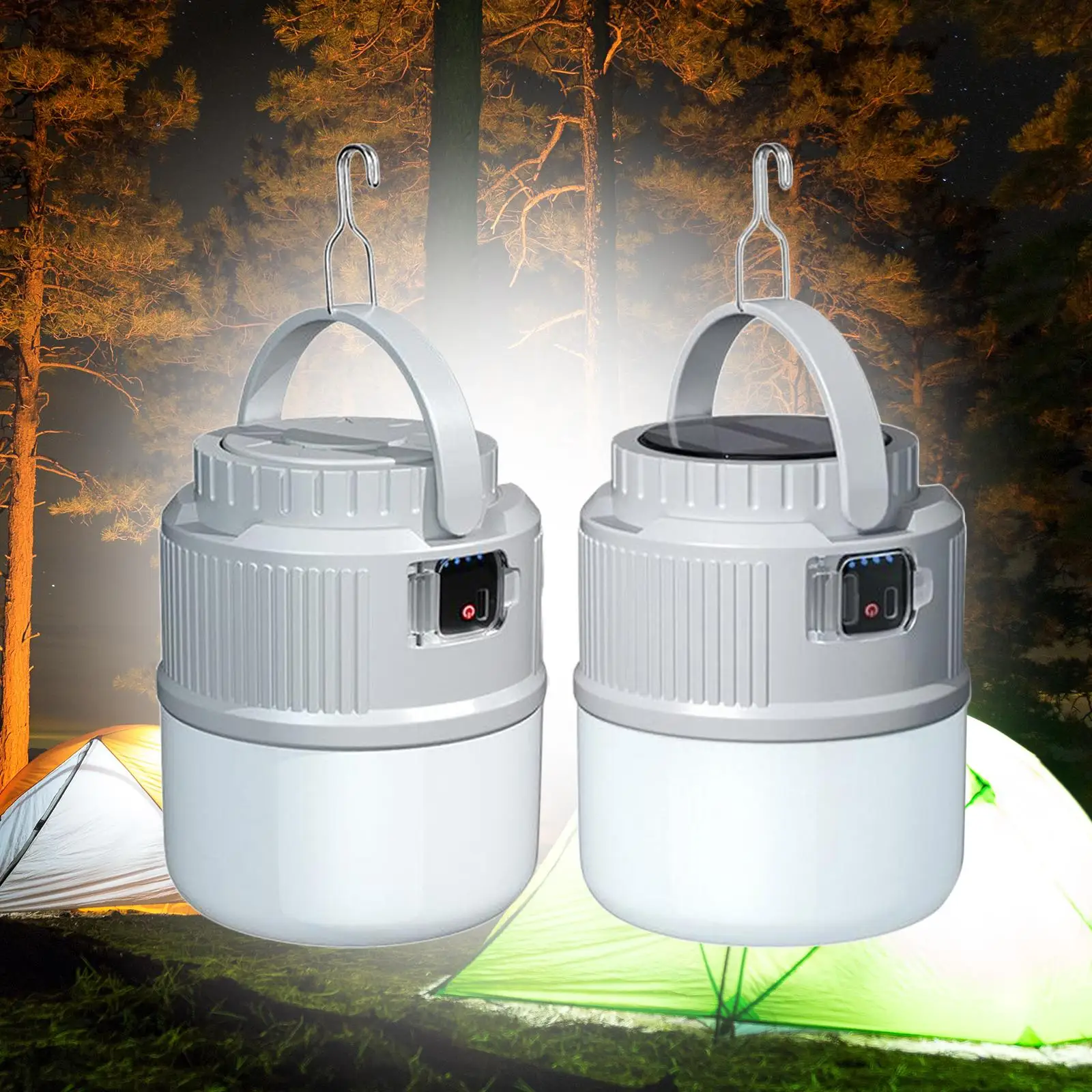 Hanging Tent Lights BBQ Hiking LED Lights Bulbs Camping Lantern Rechargeable