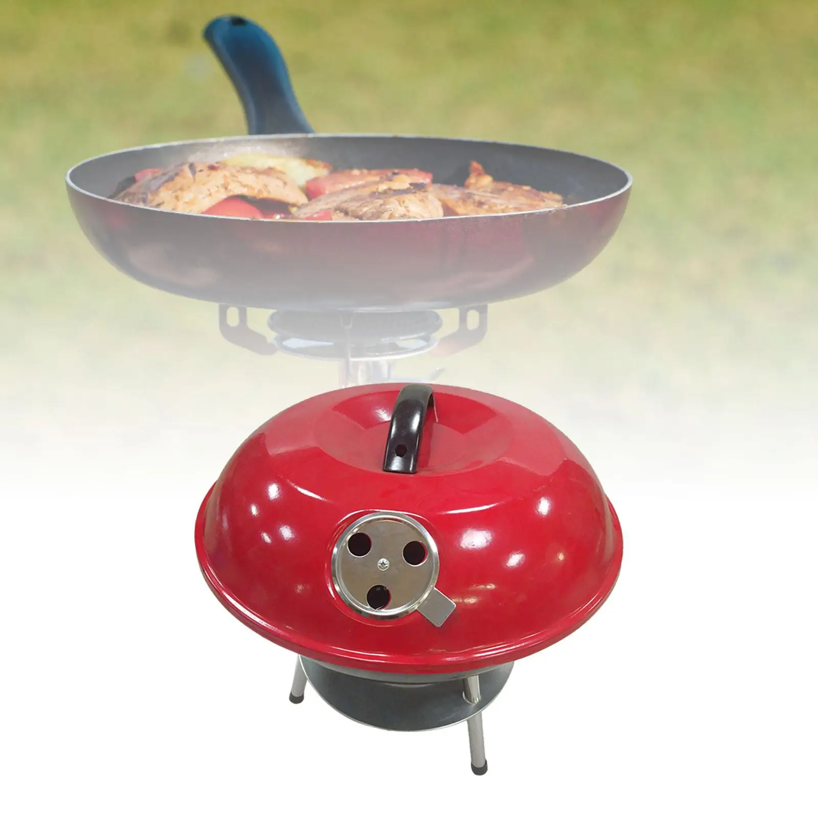 BBQ Grill Apple Shape Charcoal Stove for Backyard Camping Outdoor Grilling
