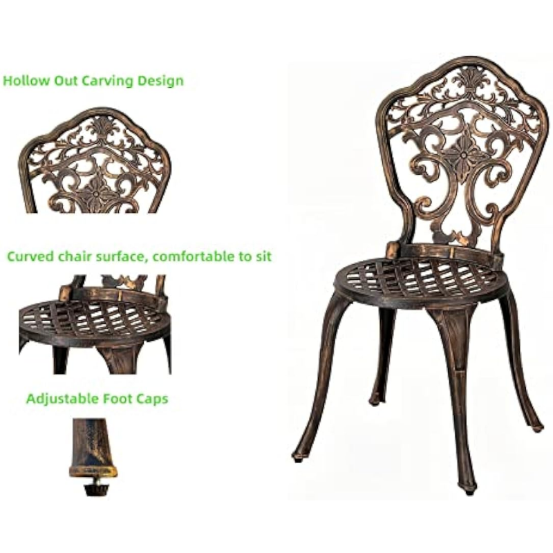 Title 5, ZOTORUN Bistro Set 3 Piece Rustproof Cast Alumi...