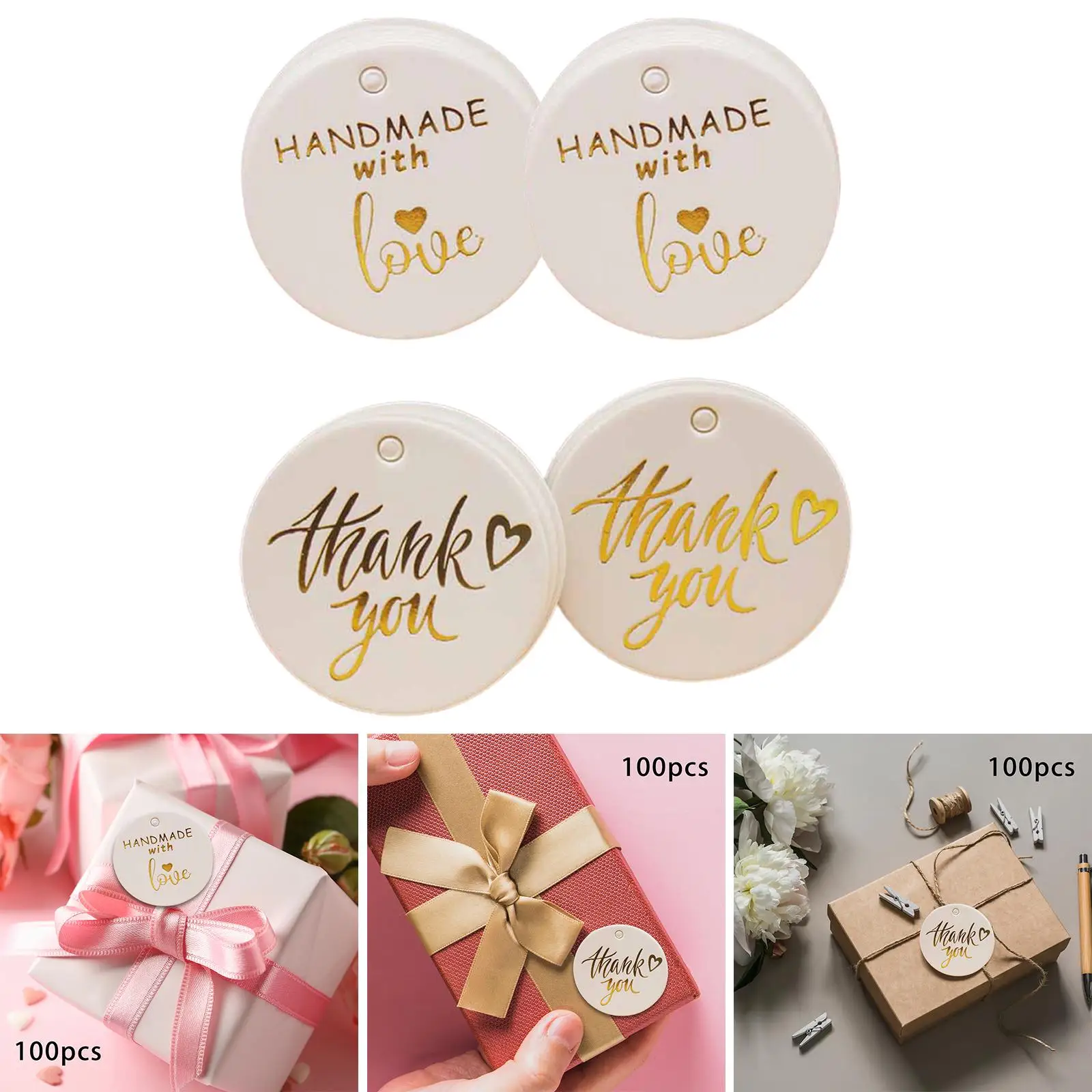 100Pieces DIY Paper Gift Tag Paper Multipurpose Hang Labels for Gift Wrapping Bags Baking party Favors Thanksgiving