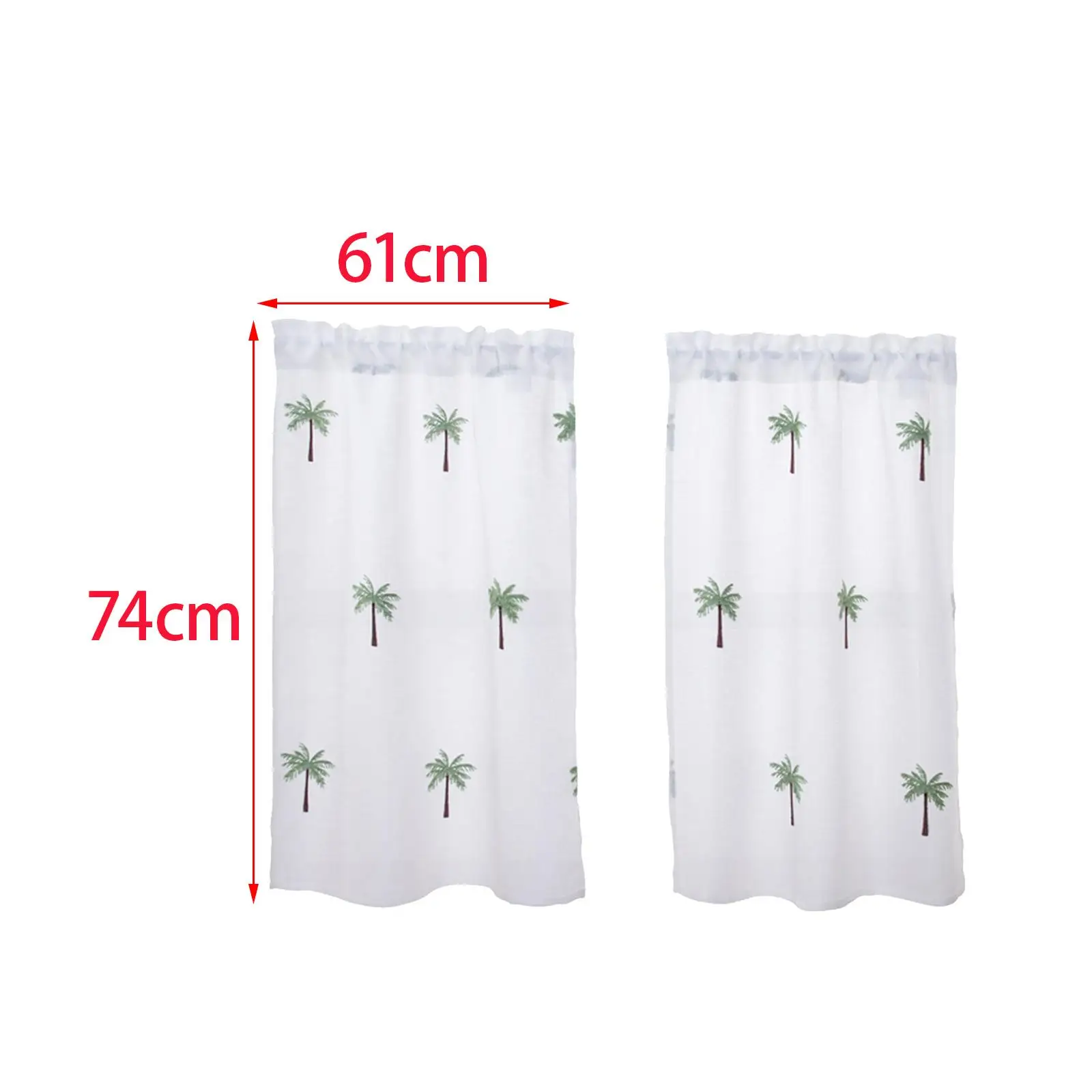 Rod Pocket Short Curtain Drapes Short Curtains for Small Window Door Bedroom Flower 74cmx61cm