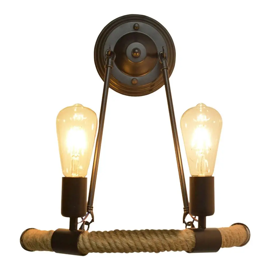 Double headed Rope Wall Lamp Sconce american Indoor Wall Light Fixtures for Home Decor Bathroom Corridor Lights