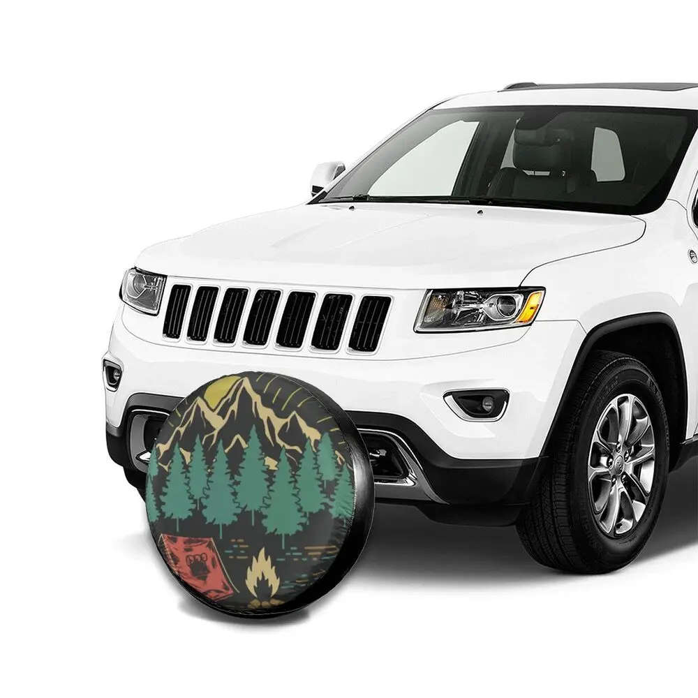 car windshield sun shade I Hate People Camping Spare Tire Cover for Jeep Mitsubishi Pajero Hiking Car Wheel Protectors Accessories 14" 15" 16" 17" Inch reflective cover