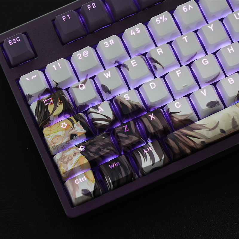 overlord sobre outcos albedo backlit anime design personalizado keycaps novelas de luz anime japonês menina pbtsublimação keycap