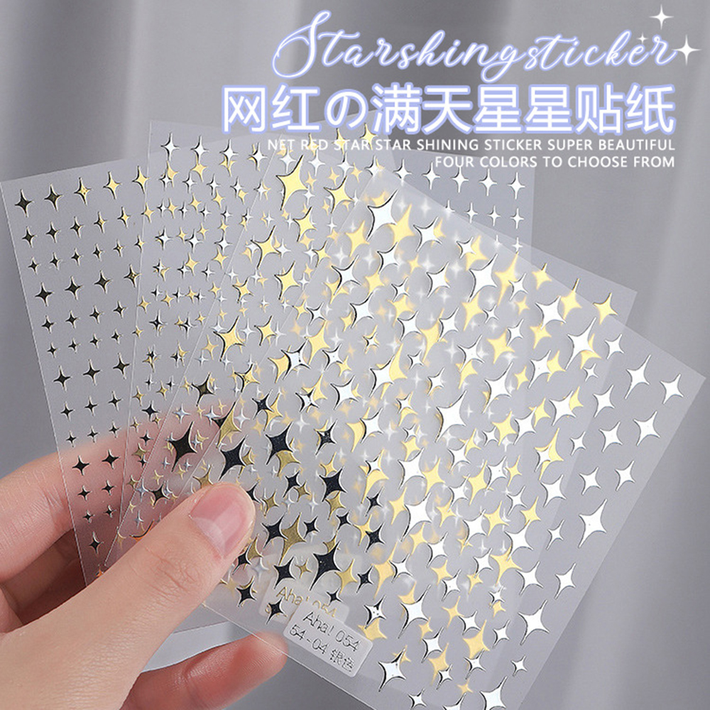 Best of 1Sheet Laser Star Nail Art Stickers Gold Silvery Black Star 3D Decal Self -Adhesive Star Moon Pattern Manicure Slider AHA-140 Reviews & Tips