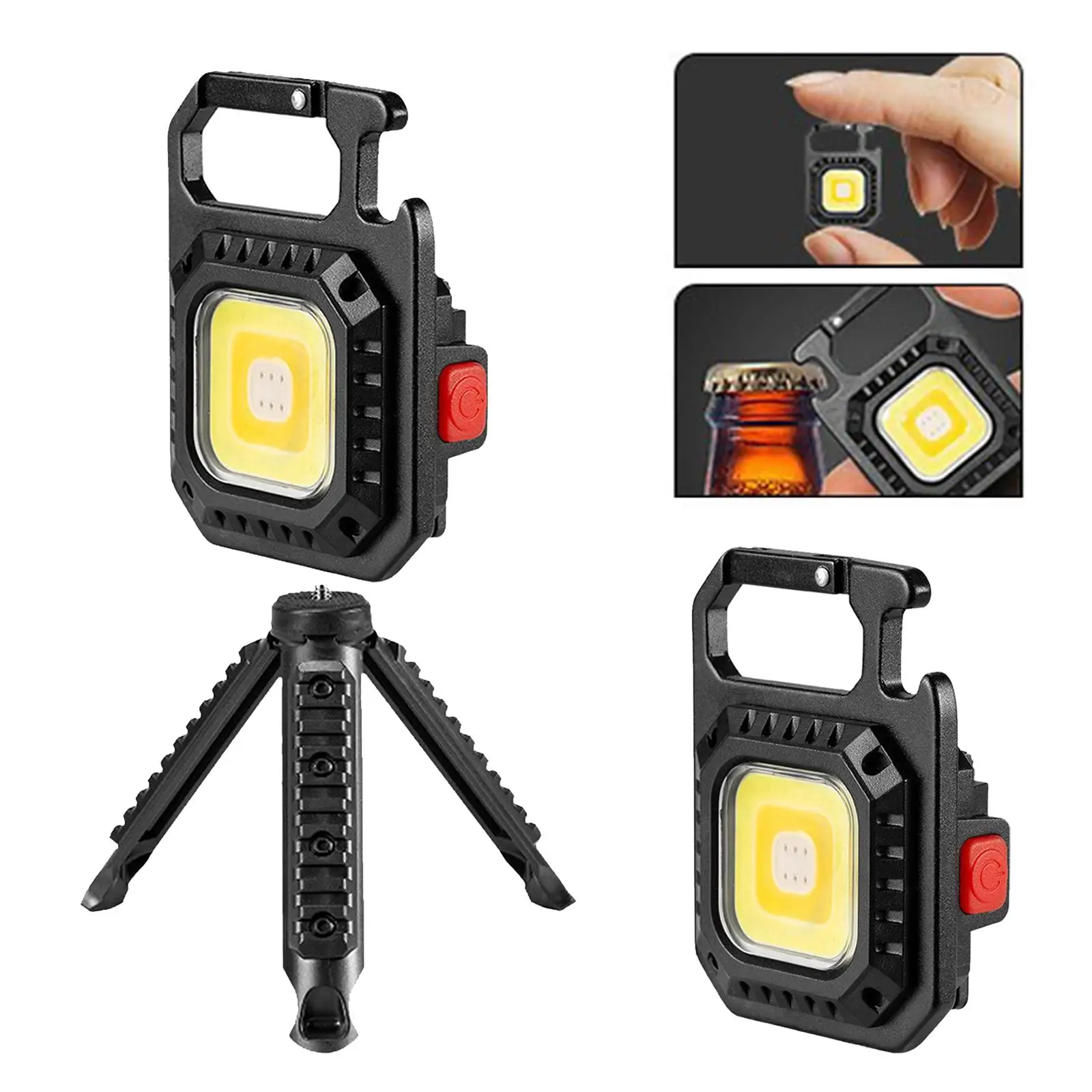 Portable LED Flashlight Magnet Base Keychain for Emergency Working Walking