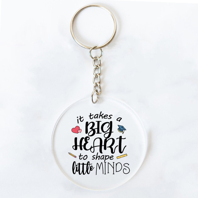 Teacher Love Inspire Printed Key Chains Teacher's Day Gift Keychain Circle  Acrylic Keyring Graduation Thanks Gifts for Teacher