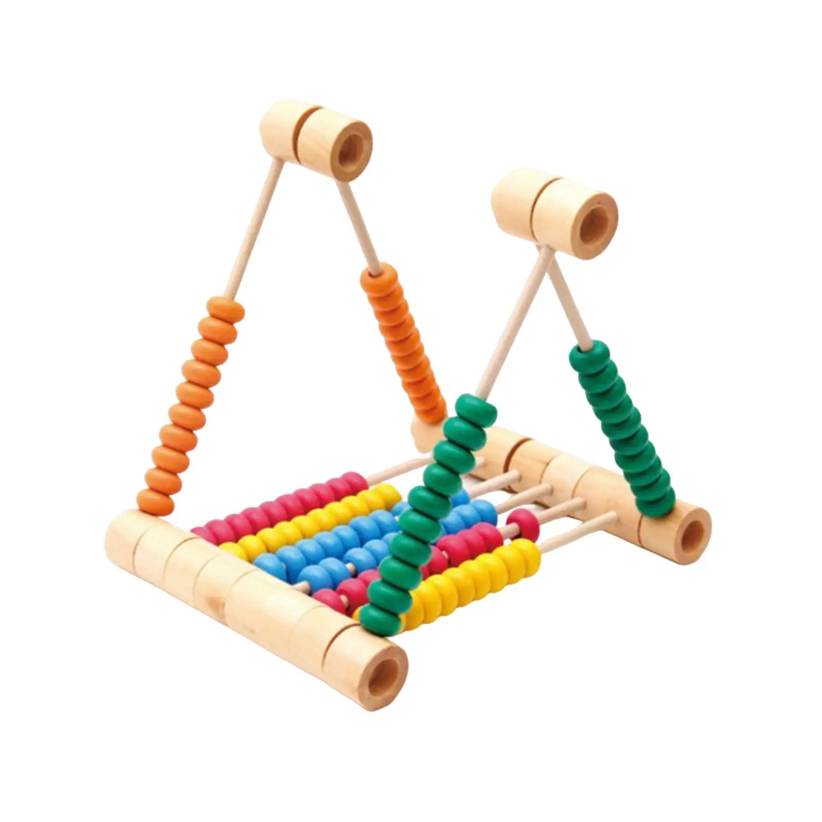 Montessori Wooden Abacus Frame Manipulative with Multicolor Beads Stacking