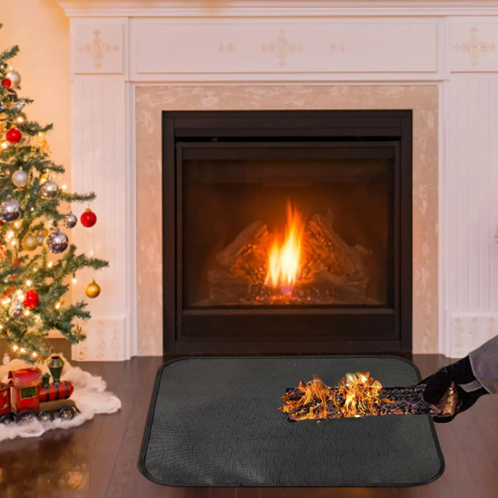 Fireplace Mat Barbecue Fire Blanket Double Layer Rectangular for Grass Grill