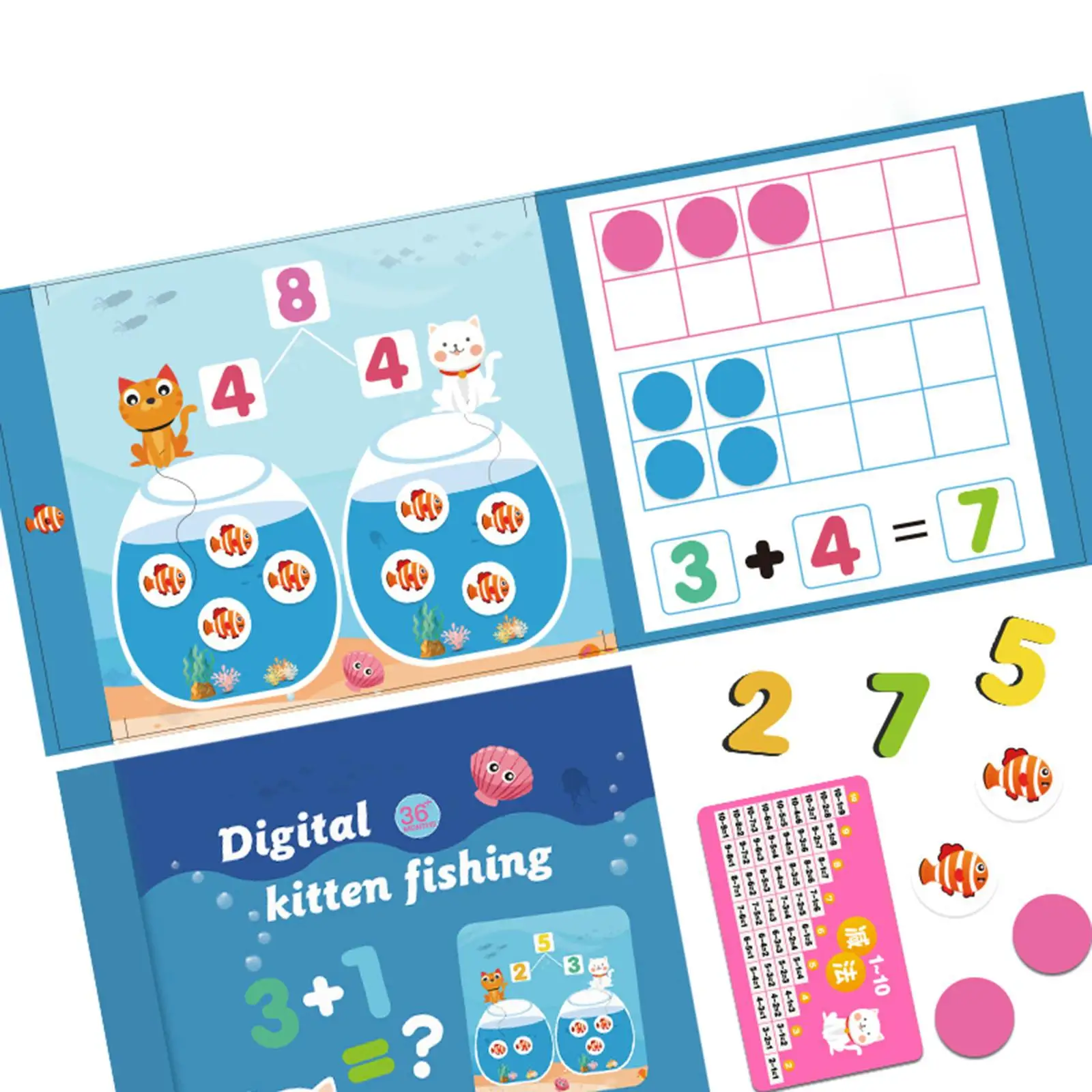 Ten Frame Set Number Counting Arithmetic Teaching Aids Numbers Decomposition for Home Elementary Preschool Kindergarten Children