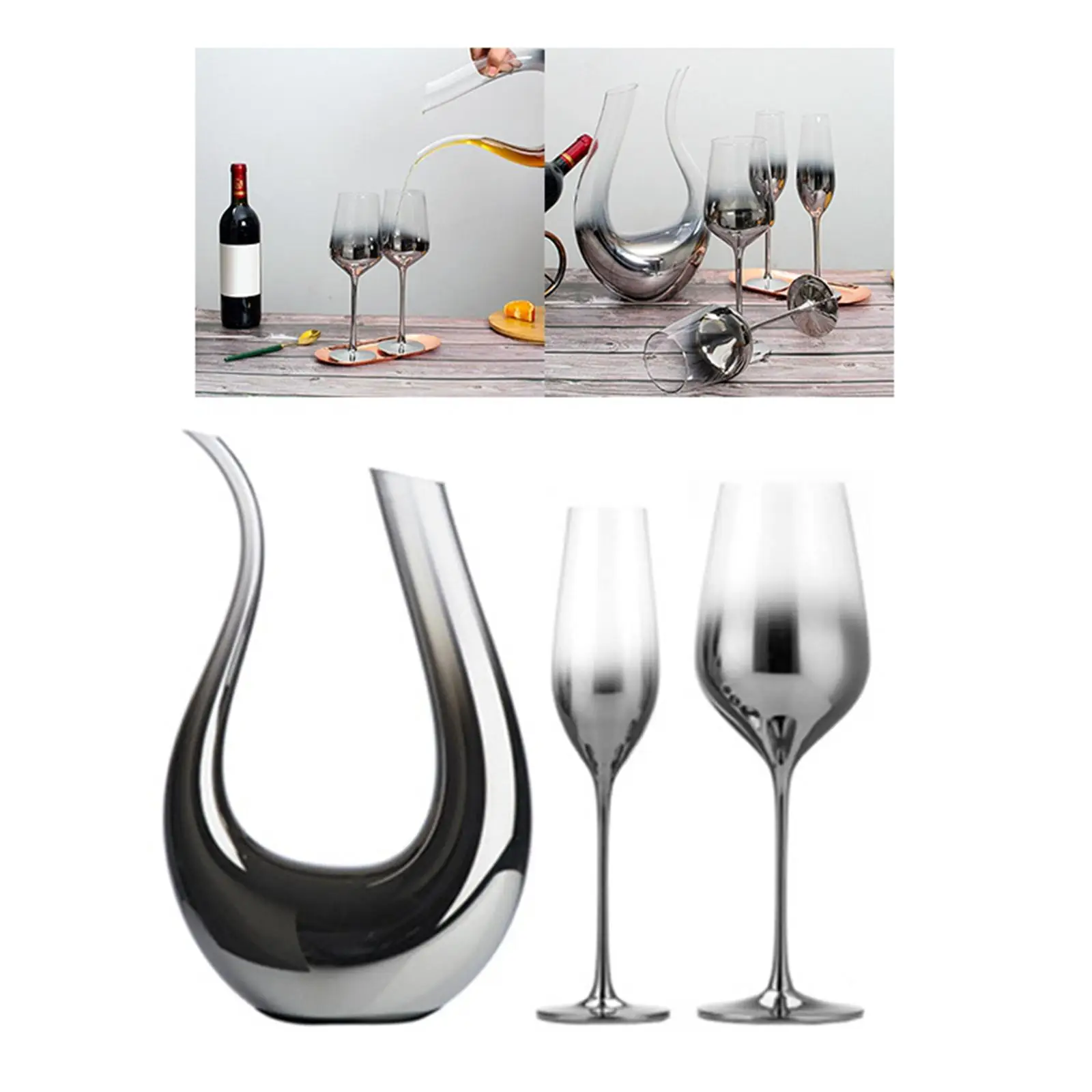 Cryatal wine Aerator Artificially Blown Gradient Wine Separator with Slanted Spout wine bottle for Restaurant Bar
