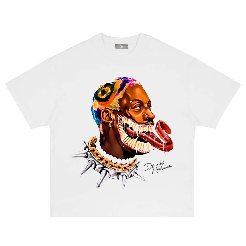 Men's Oversize Hip-Hop Retro T-Shirt: Dennis Rodman Edition - true deals club