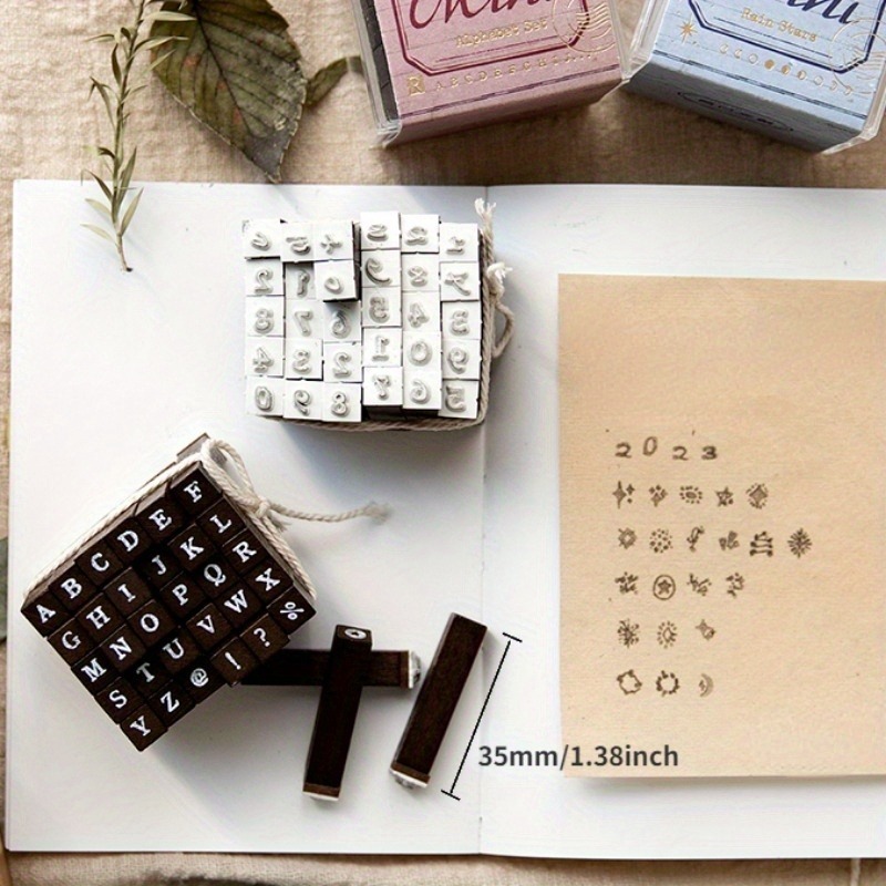 Description Picture 5 of item30pcs/box Cute Mini Wooden Rubber Stamp Set Alphbets Daily Life Lovely Stamps for Journaling Scrapbooking Card Making