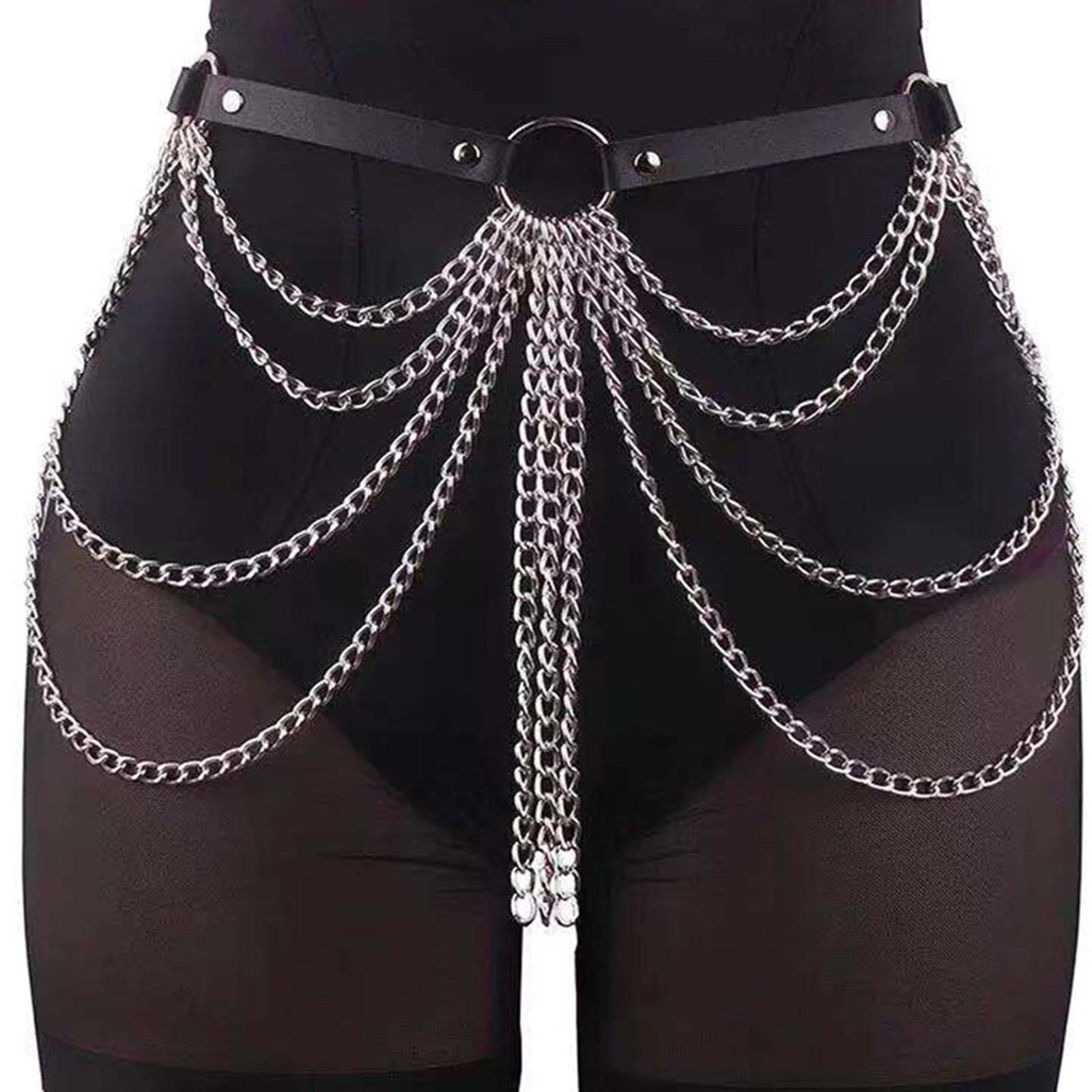 Multilayer Tassel Waist Chain Metal Chain Costume Fashion Body Chain Jewelry Accessories for Girls Women Halloween Pool Party