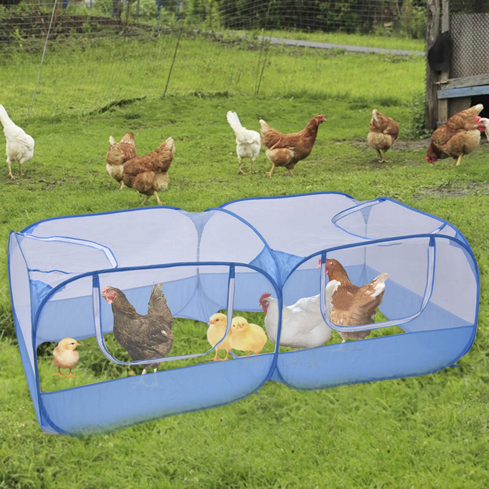 Small Animal Playpen W/ 4 Zipper Doors Pet Cage Tent for Cat Hamster Chicken Dog