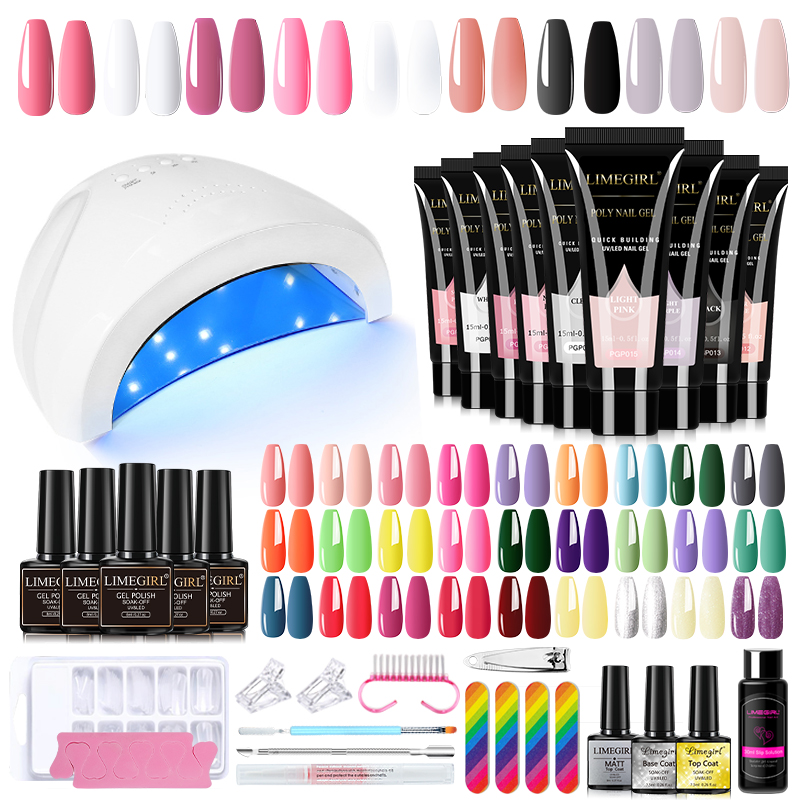 Best of Limegirl Nail Set Acrylic Nail Kit UV LED Lamp Dryer With Nail Gel Polish Kit Soak Off Manicure Tools Set Electric Nail Reviews & Tips