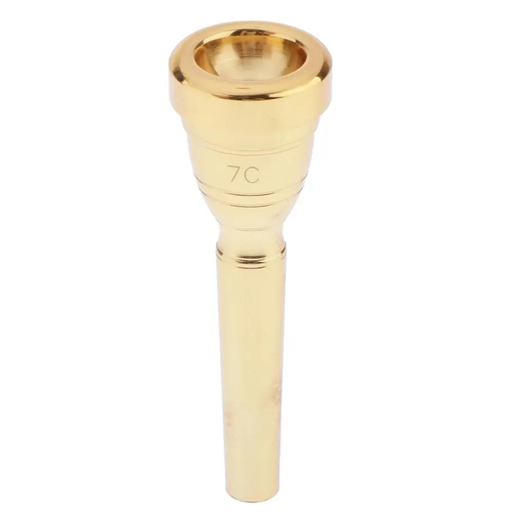 Trumpet Mouthpiece Replacement 7C Size Gold Plated Musician Instrument Accessory as Gift to Beginner Advanced Players