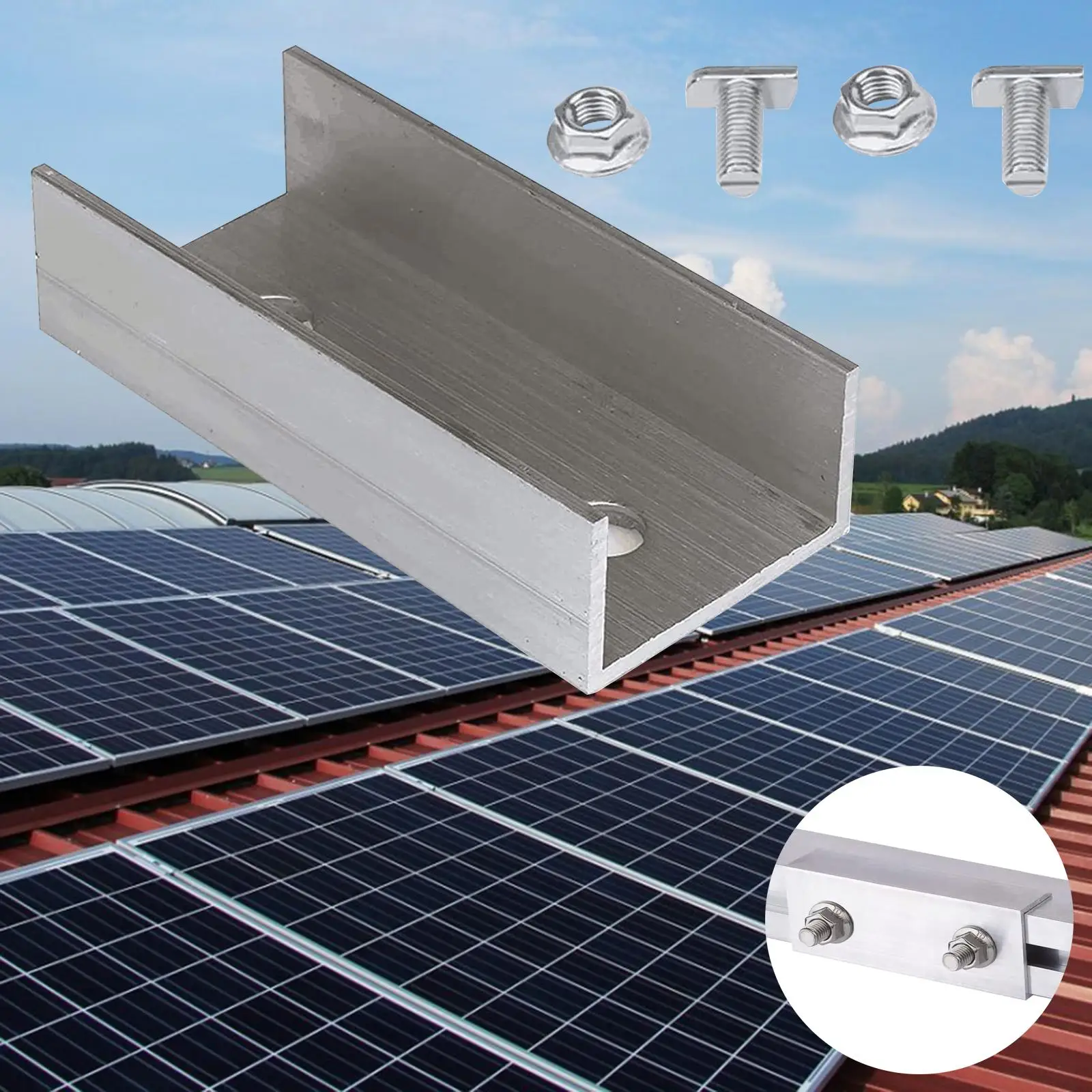 Solar Panel Rail Connector Pv Solar Module Mount Sturdy Durable for Solar Panels Roof Mount
