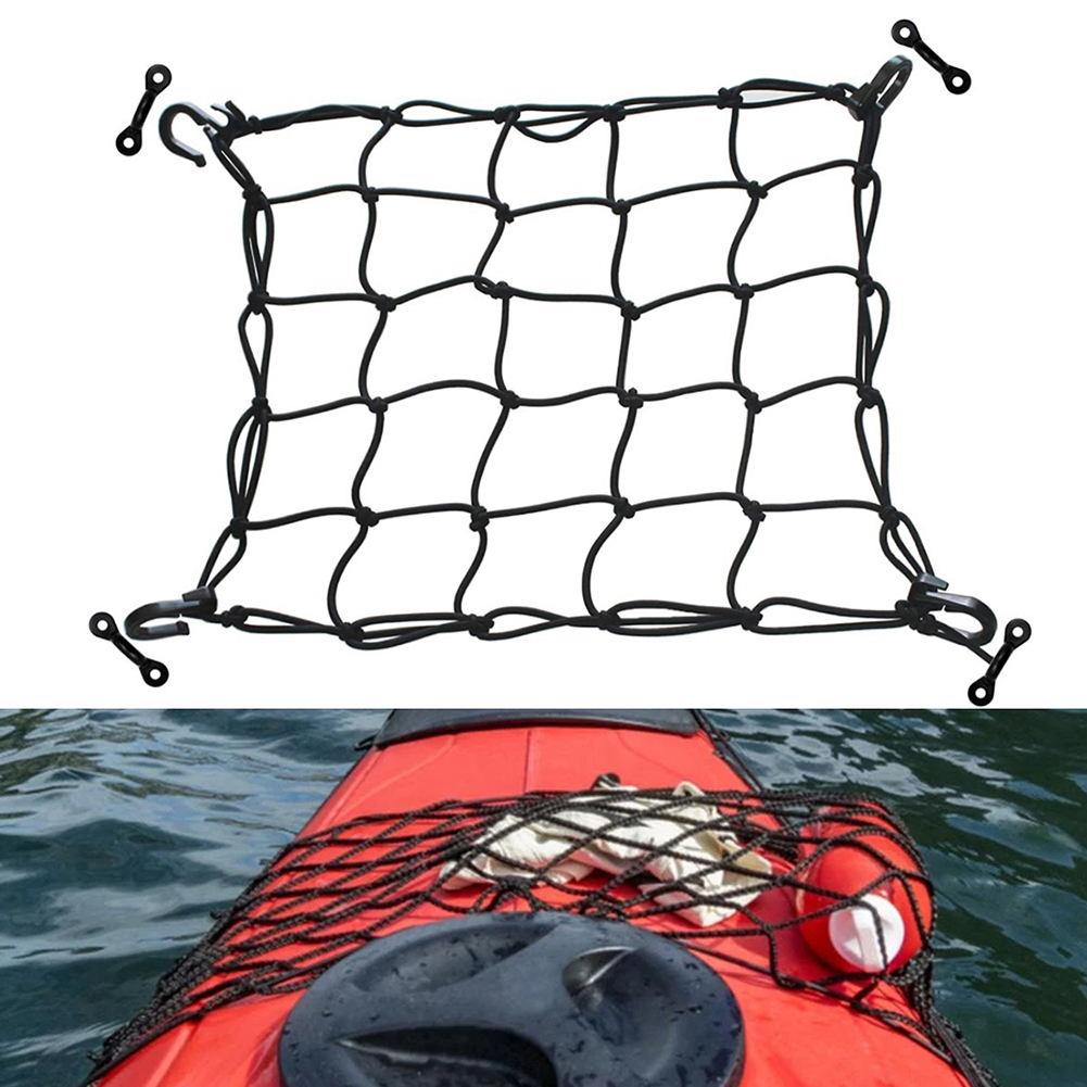 38x38cm Kajak-Decknetz mit Schnallenhaken, Hochbelastbares Nylon-Gepäcknetz, Bungee-Netz, Marine-Zubehör – Detail 2