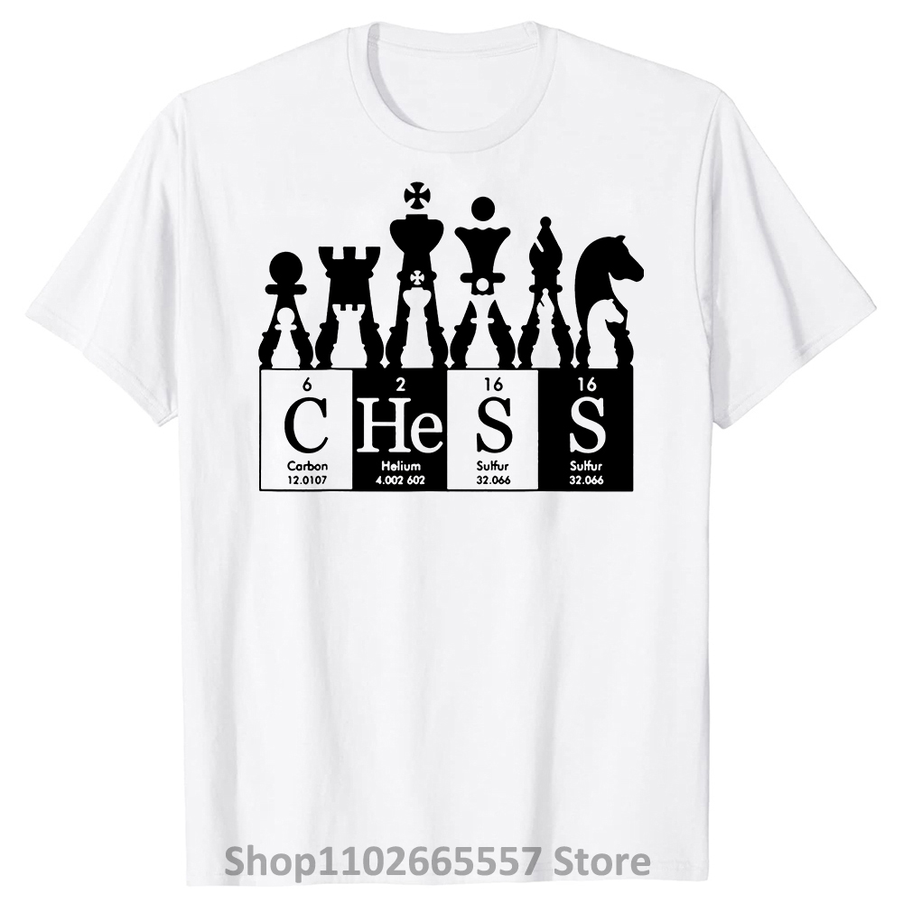 Klassisches Schachspieler-Periodensystem-T-Shirt für Herren, kurzärmelig, Streetwear, Schachbrettspiel, T-Shirts, modisches Baumwoll-T-Shirt, Geschenkidee – Detail 3