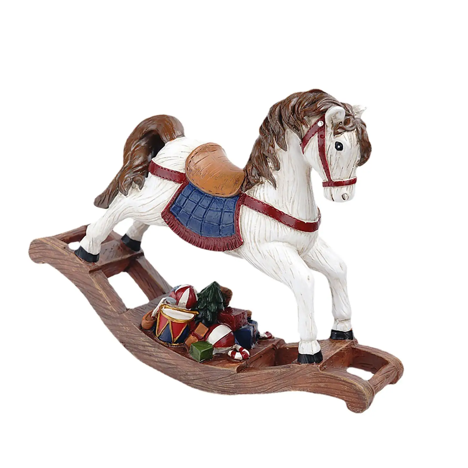 Rocking Horse Doll Figurine Desktop Interior Sculpture for Fireplace Hotel