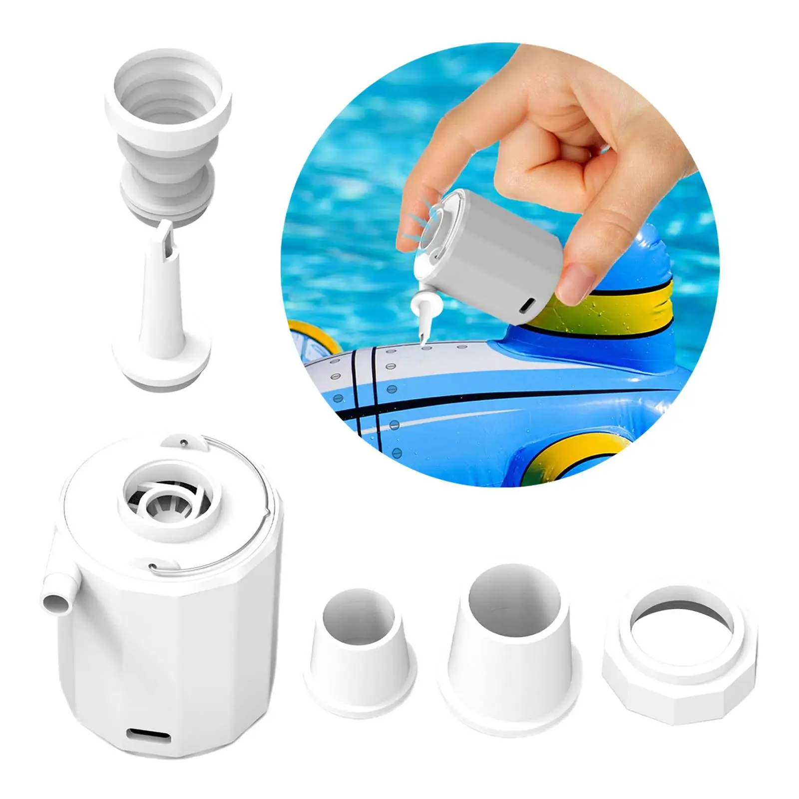 Tiny Air Pump, 4 in 1 Inflatable Pump for Vacuum Storage Bags Pool Toy Pool Floats Inflation Device Accessories Outdoor Camping