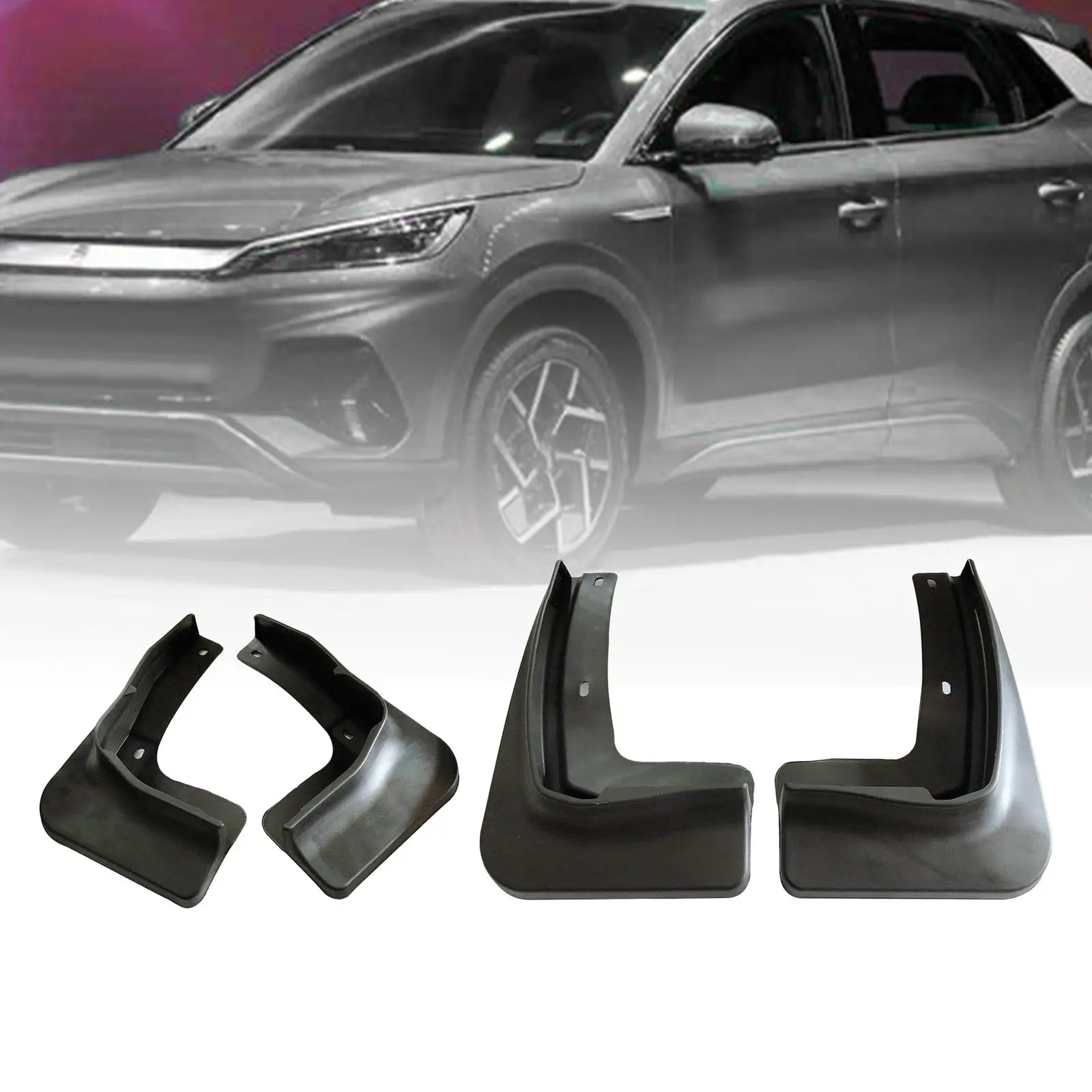 4Pcs Car Mudguard Replaces Parts Mudflaps Portable for Byd Yuan Plus
