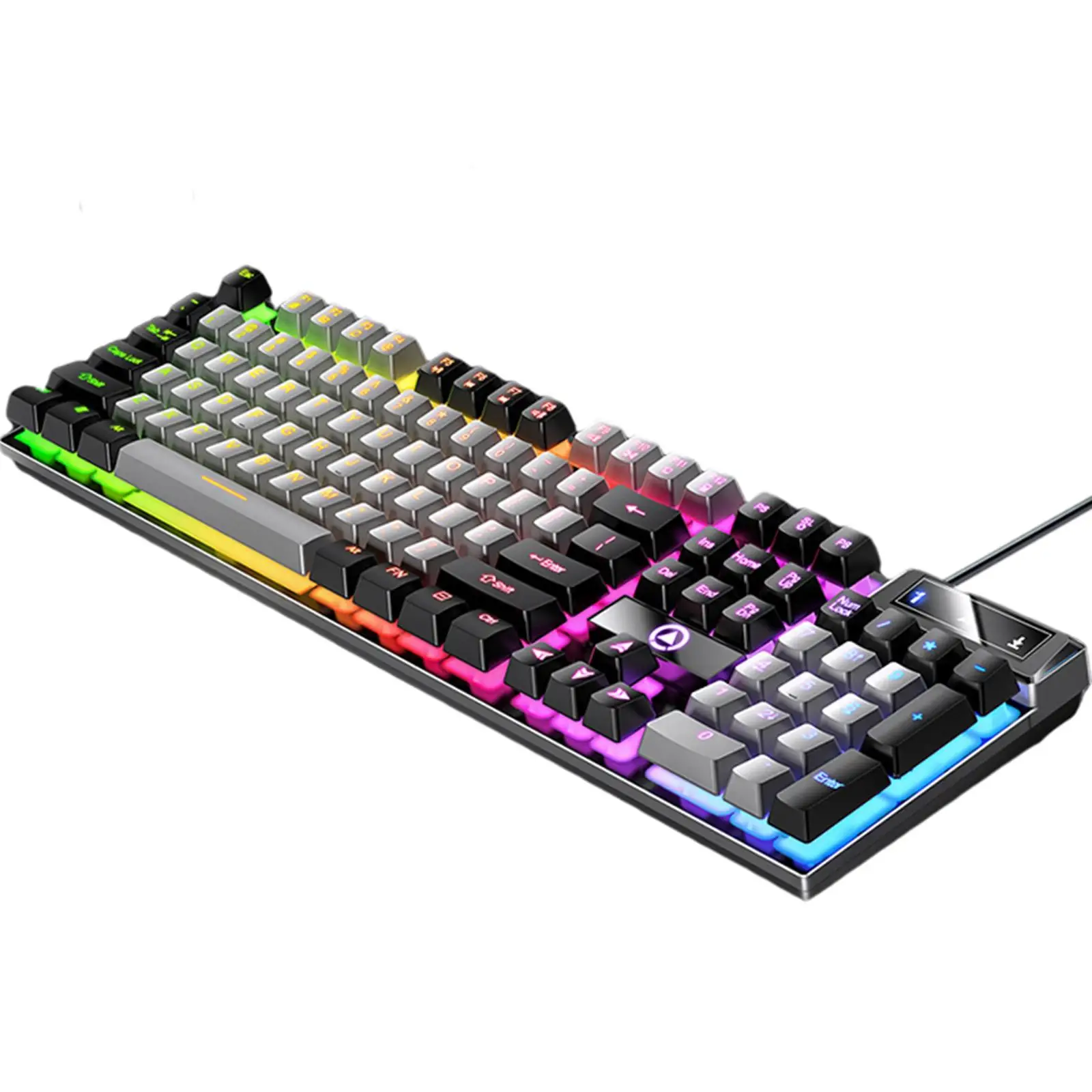 Mechanical Gaming Keyboard RGB Backlit USB Comfortable Multimedia Controls for Desktop