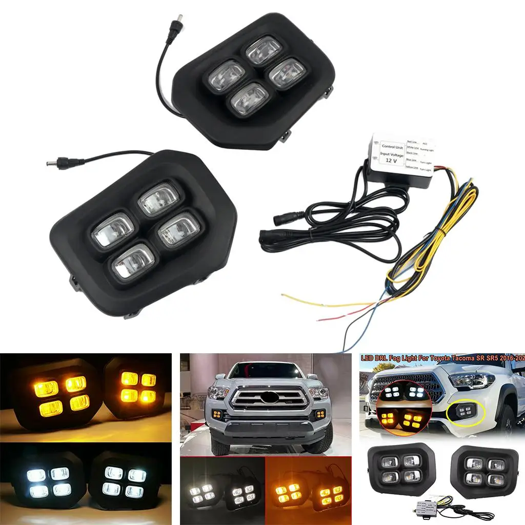 Set of 2 LED Daytime Running Lights Turn Signal Fog Lamp Fit for 16-18