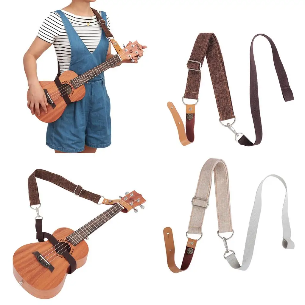 Tooyful Durable Cotton Ukulele Strap Adjustable 4 String Hawaii Guitar Shoulder Belt Without Tail Nail String Instrument Parts