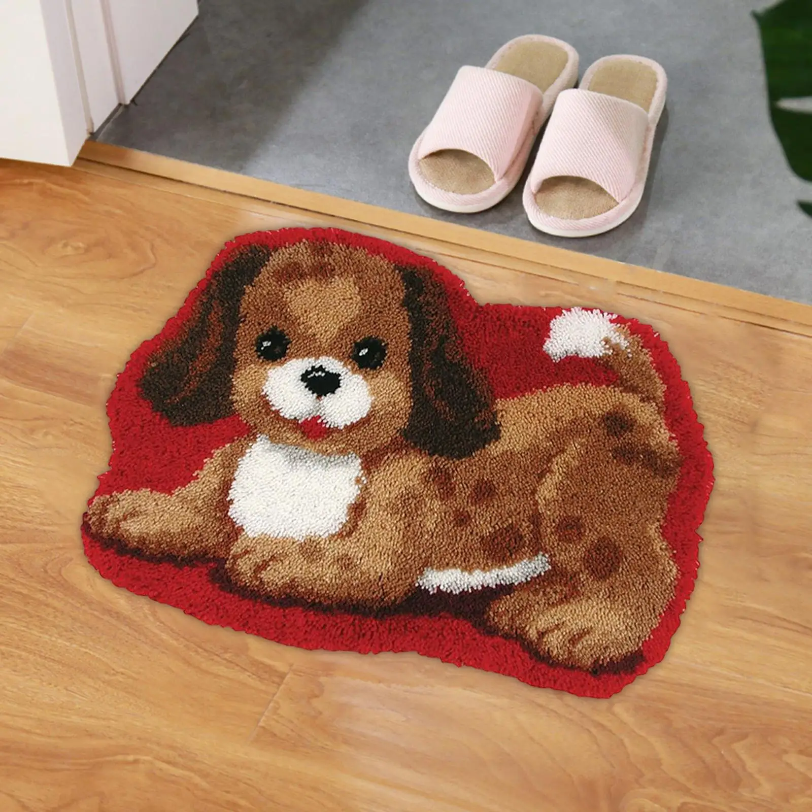 Creative Latch DIY Rug Making Kit Embroidery Carpet Set Cute Puppy Animal Pattern Carpet Latch Hooking Kits for Festival Carpet