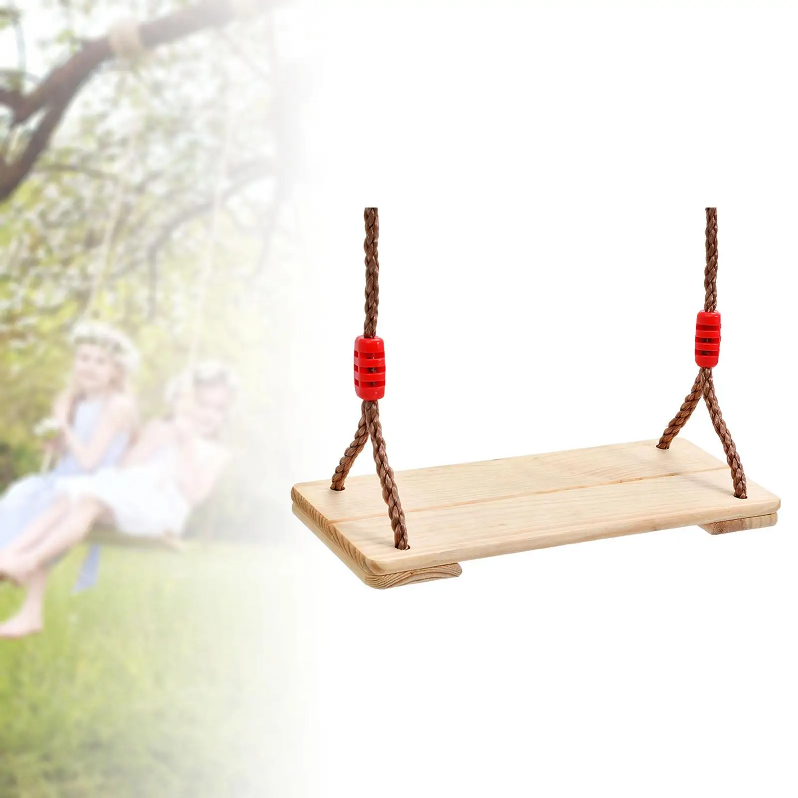 Kids Wooden Swings Garden Swing Seat Chair Toddler Toys with Rope Durable Baby Hanging Swing for Playground Backyard Garden Yard