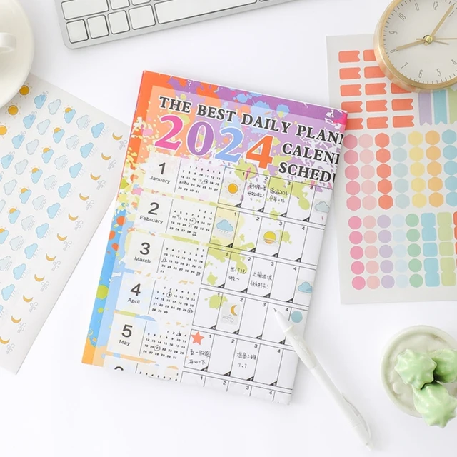 2024 Wall Calendar Planner Sheet Yearly Monthly Weekly Daily Planner To Do  List Hanging Agenda Schedule Office
