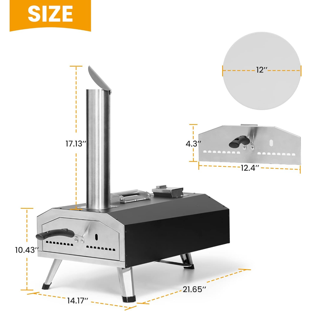 Title 5, OUTFINE Pizzaofen 2-in-1 mit Holz- und Gasbefeu...