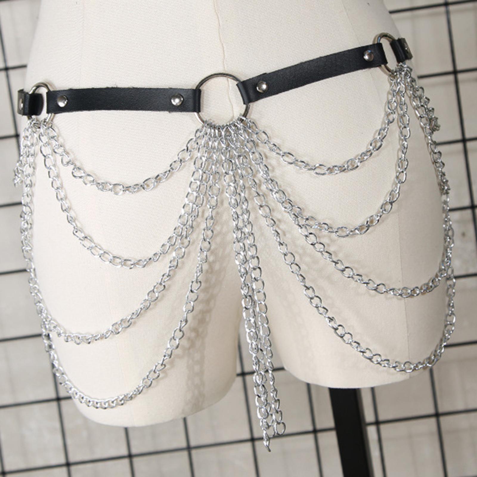 Multilayer Tassel Waist Chain Metal Chain Costume Fashion Body Chain Jewelry Accessories for Girls Women Halloween Pool Party