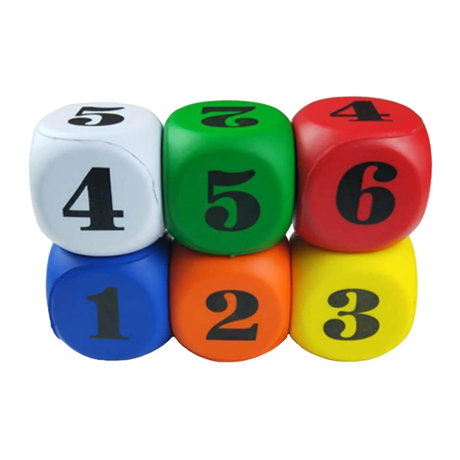 6 Pieces Foam Dice Number Digital Dices Early Math Skills Playing Game Dice Round Corner Square Dice for Ages 3+ Math Games