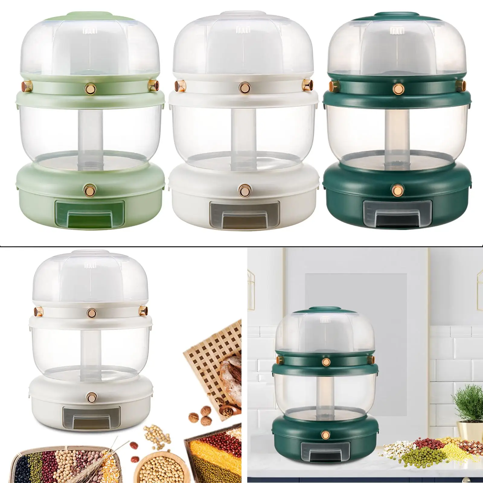 Grain Dispenser Rice Dispenser Rice Barrels Rice Grains Bucket Kitchen Organizer Multifunctional Airtight Large Cereal Dispenser