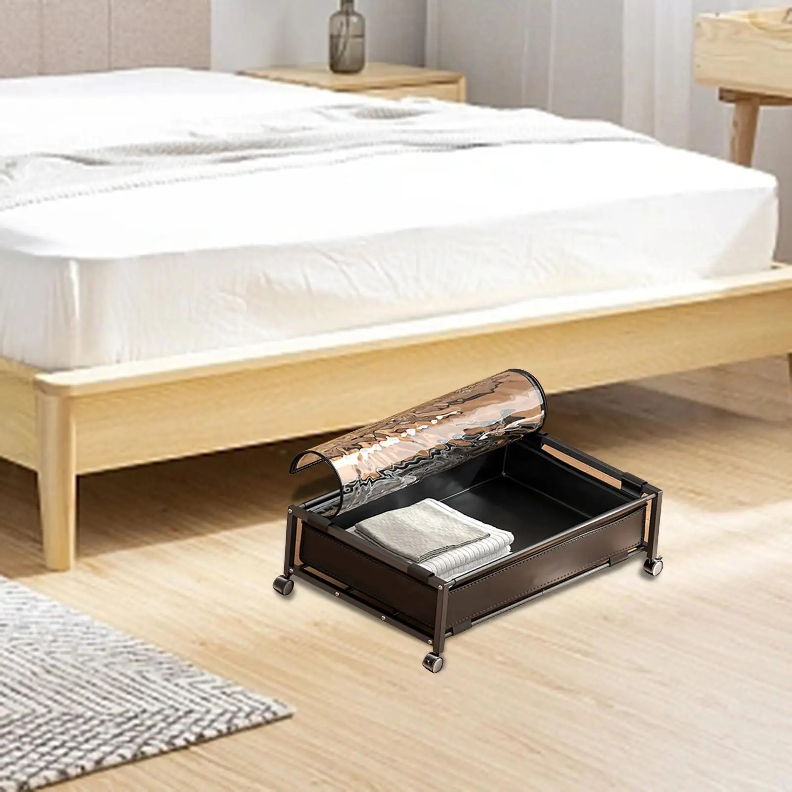 under Bed Storage Multipurpose Narrow Space Saving under Bed Storage with Wheels for Wardrobe Shoes Book Blanket Couches