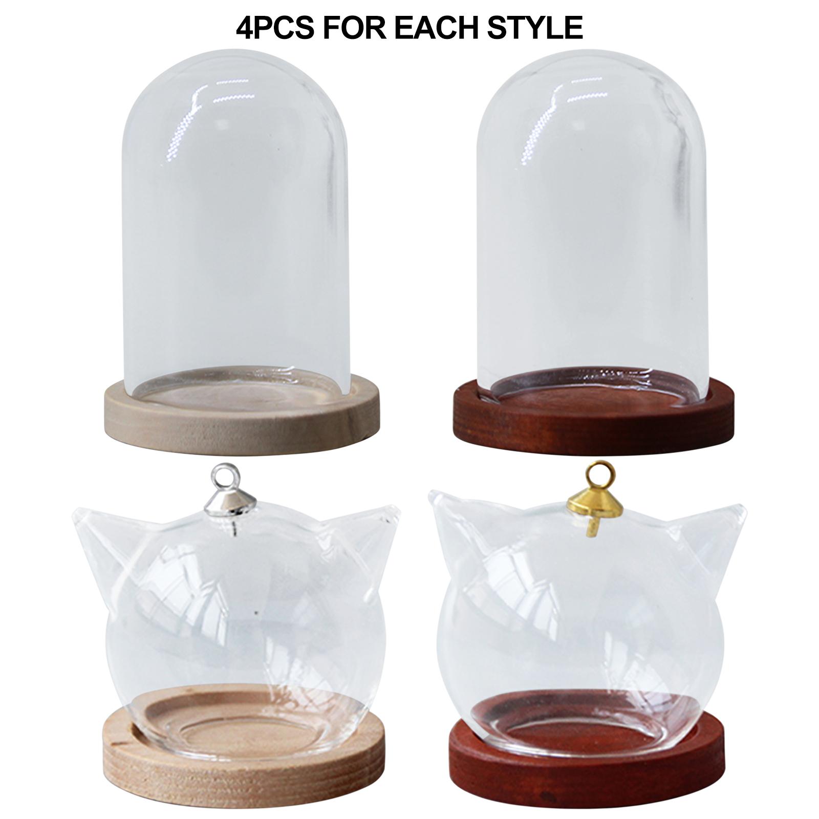 4 Pieces Dustproof Glass Cloche Dome, Vase Succulent Miniature Decorative Plants & Flowers Clear Glass Display Domes for Decor