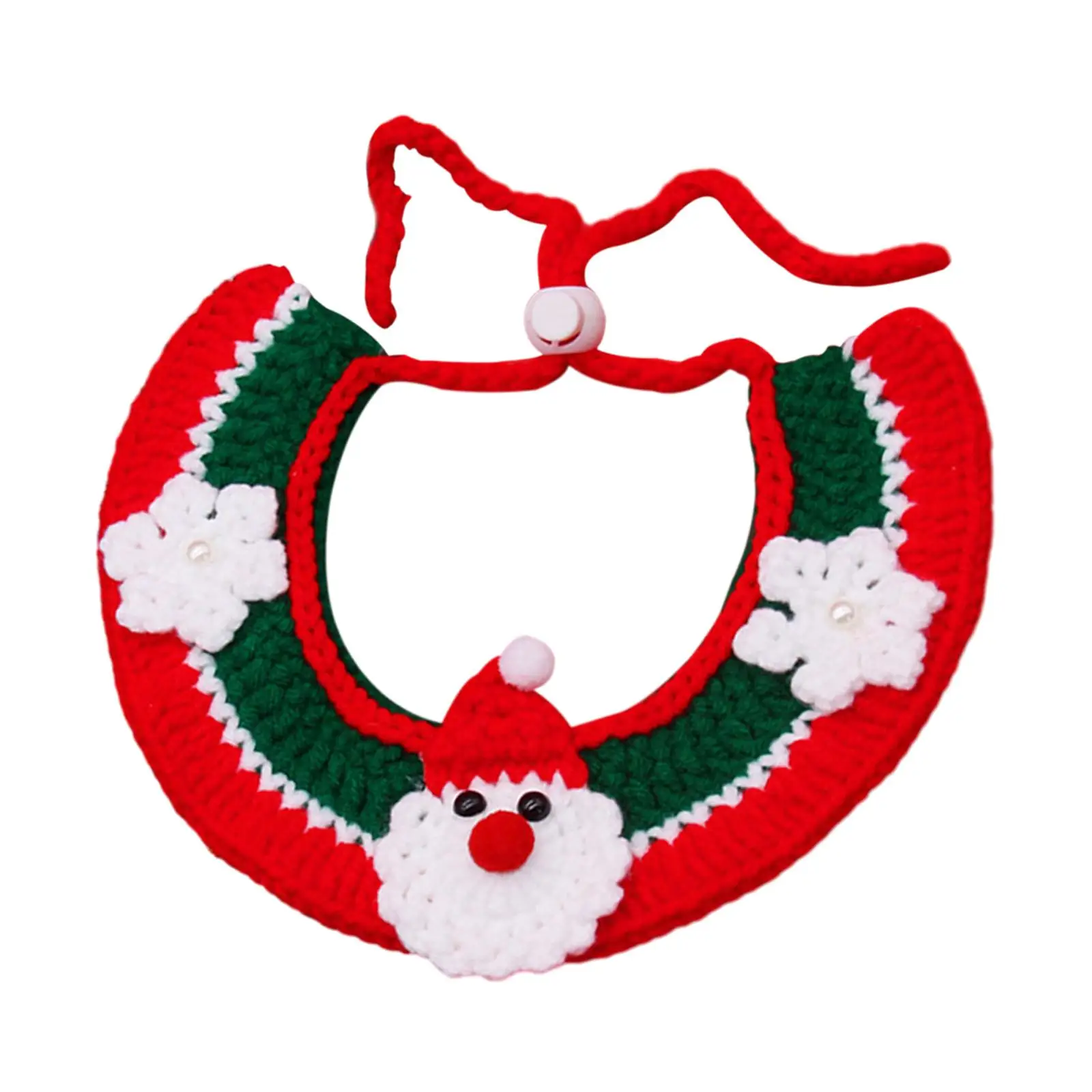 Knitting Cat Collar Holiday Santa Claus for Cat and Dog Xmas Dress up Neckwear Hand Woven Scarf Kitten Necklace Accessories