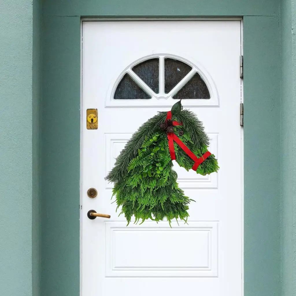 Horse Head Wreath Christmas Kitchen Simulation for Front Door Office Room