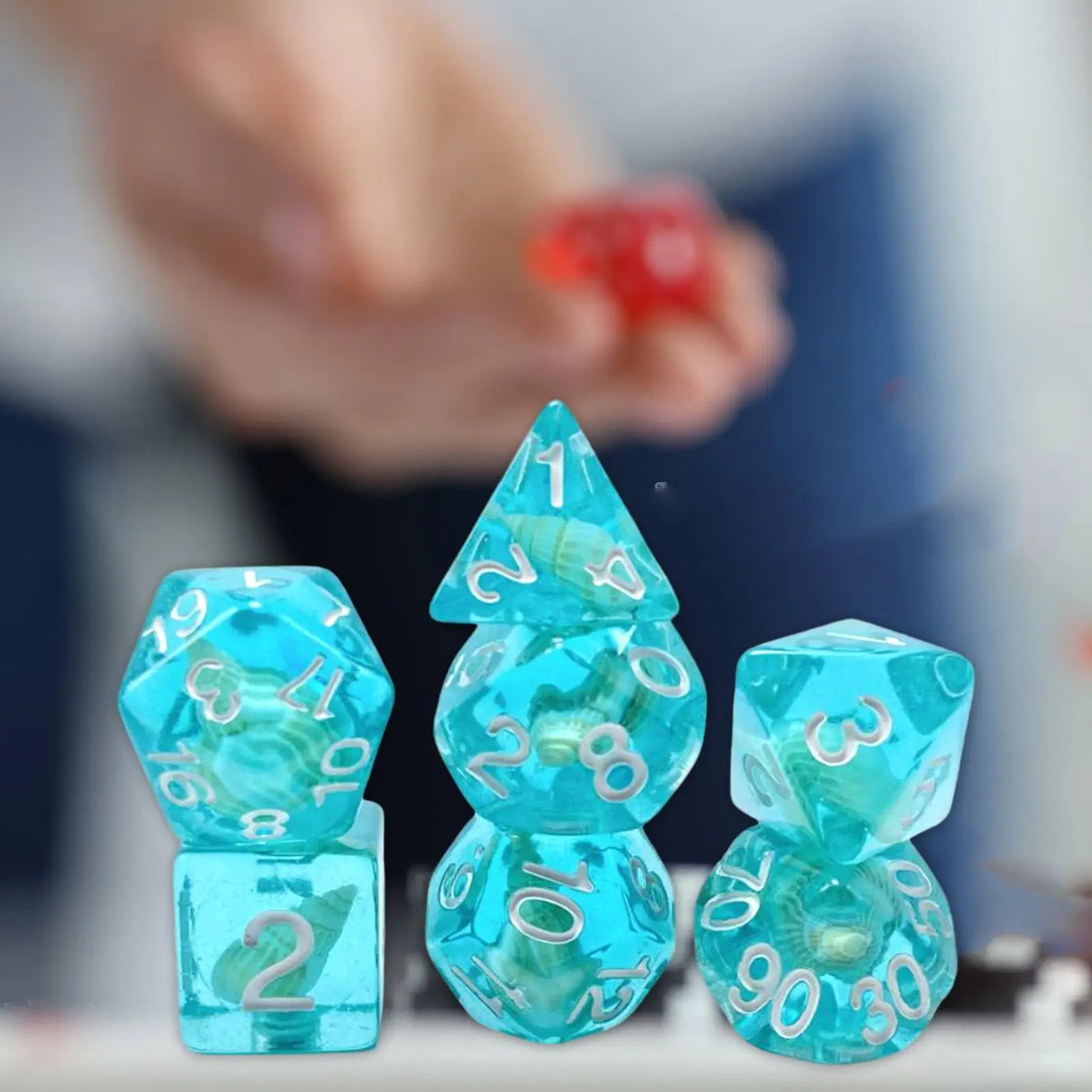 7 Pieces Polyhedral Dices Set D4 D8 D10 D12 D20 Playing Dices Role Playing Game Dices Translucent Teal for Card Game Card Games