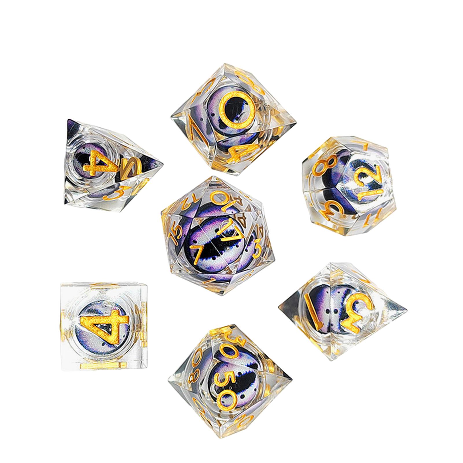 Polyhedral Eye Game Dice 7 Pieces Set Wear Resistant Versatile Smooth Surface Collection Accessories for Business Trip