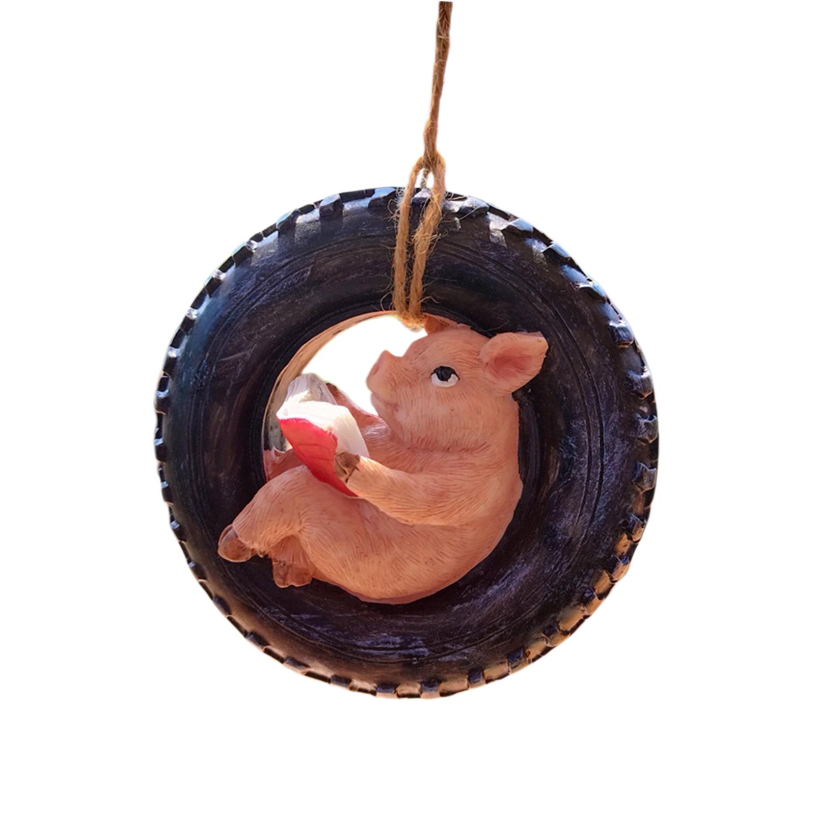 Decorations Resin Hanger Hanging Pig Sculpture Pig Statues Outdoor Garden Statue Outdoor Decor for Patio Housewarming Gift Lawn